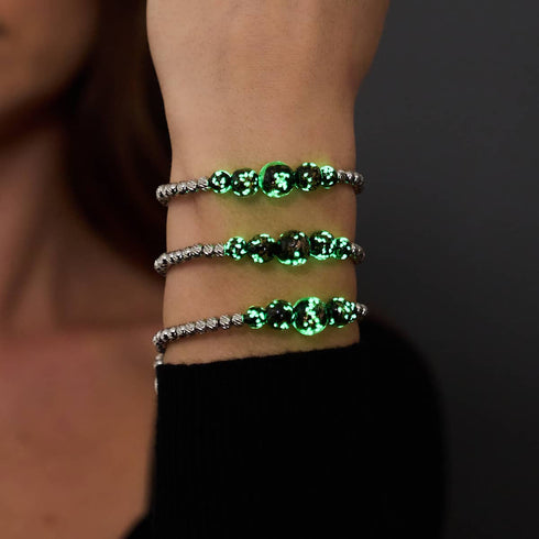 Obsidian | Silver | Firefly Glass Cascade Bracelet